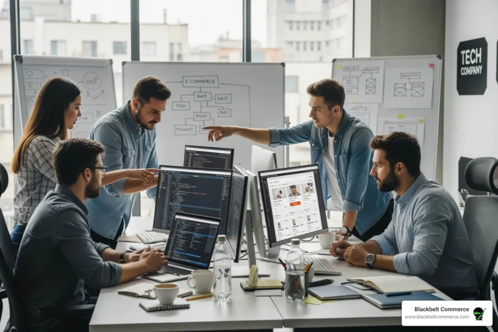 Ecommerce website development team at work